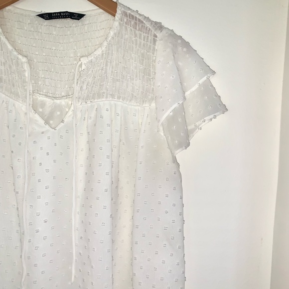 Zara White Blouse with Sheer Back Size M - Picture 3 of 5